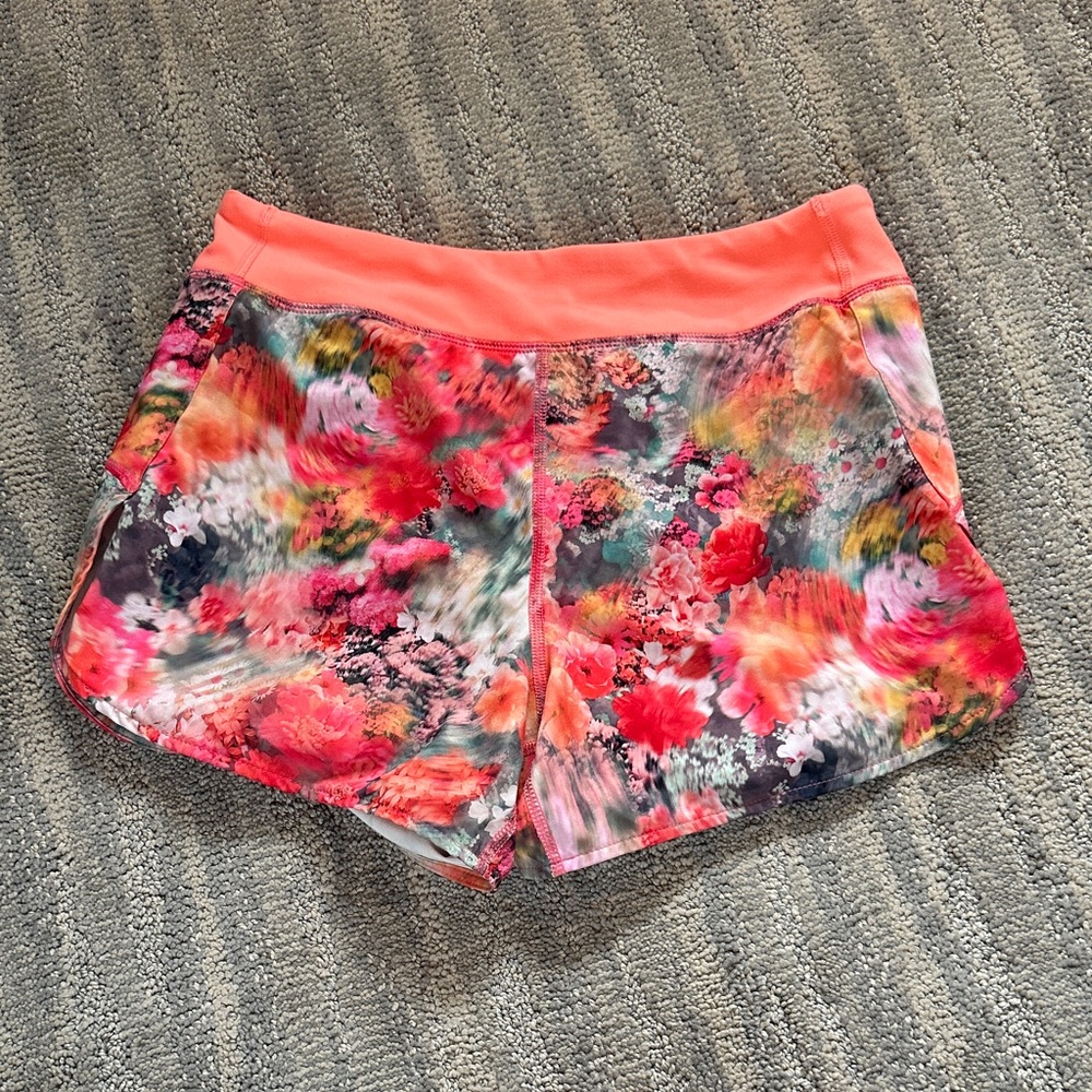 Athleta Kids Floral Print Shorts - Pink and Gray